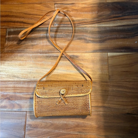 Vintage Wicker Rattan Crossbody Bag Boho Basket Purse